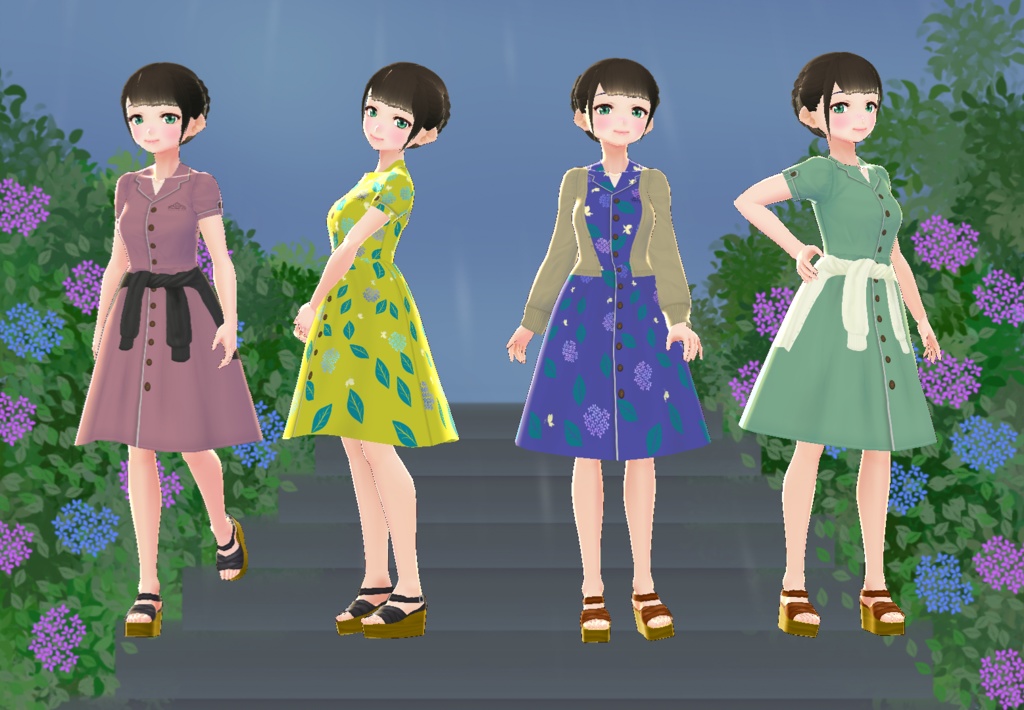 【VRoid】シャツワンピセット