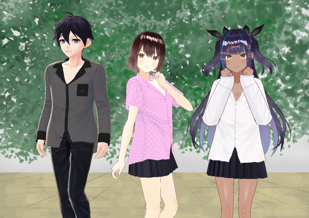 【VRoid】前開きシャツセット