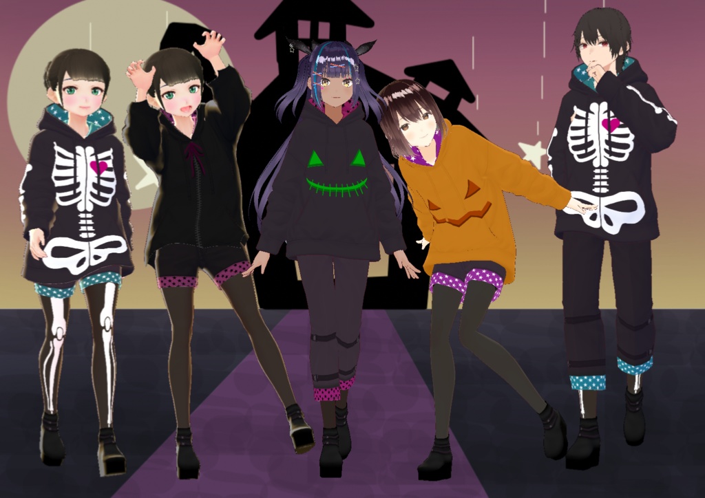 【VRoid/無料有】ハロウィンパーカーセット