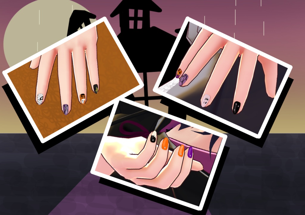 【VRoid/無料有】ハロウィンネイルセット