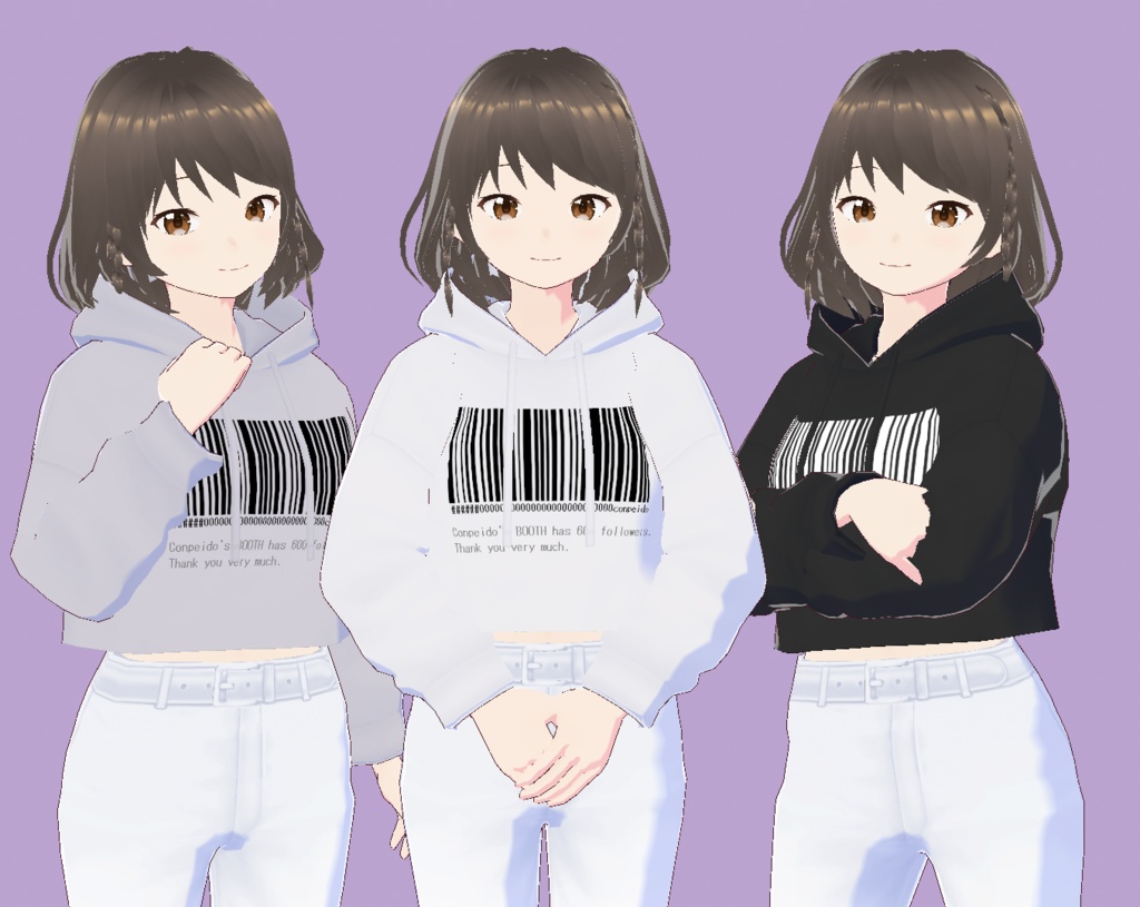 【VRoid】600人記念バーコードパーカーセット(正式版)