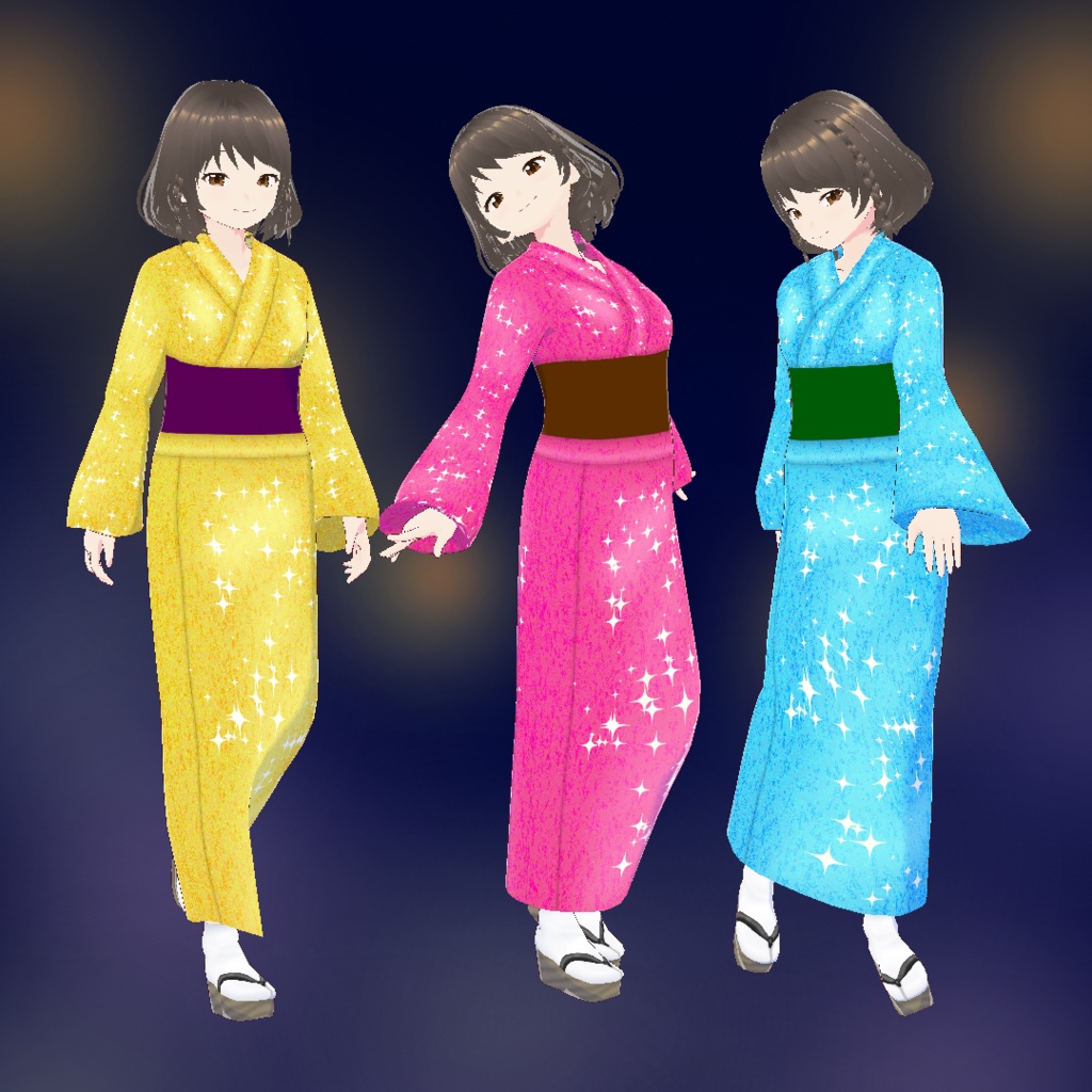 【VRoid】女性用キラキラ浴衣セット(正式版)