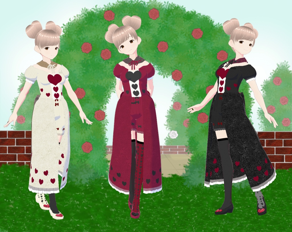 【VRoid】ハートの女王風ドレスセット(正式版)