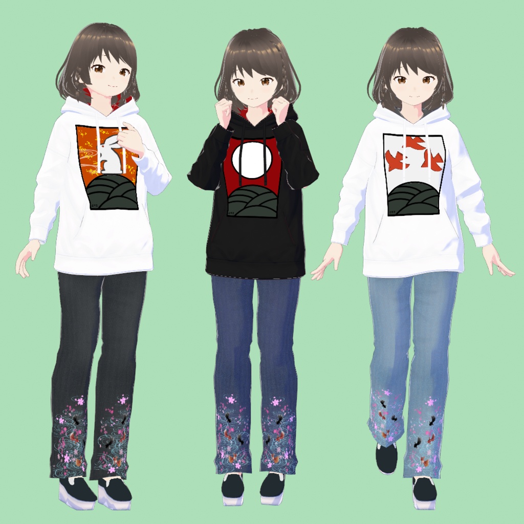 【VRoid/無料有】花札風パーカーセット(正式版)