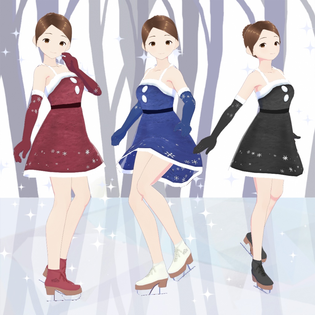 【VRoid】クリスマススケートドレスセット(正式版)