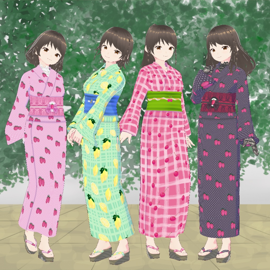 【VRoid】フルーツ柄浴衣セット(正式版)