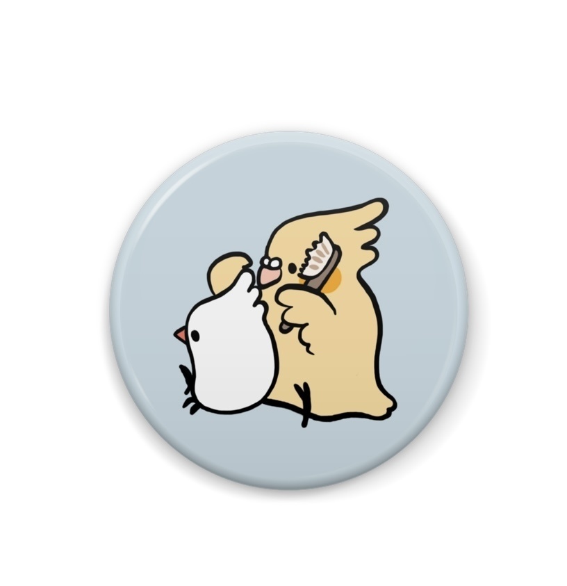 缶バッジ　オカメさんとぶんちょ