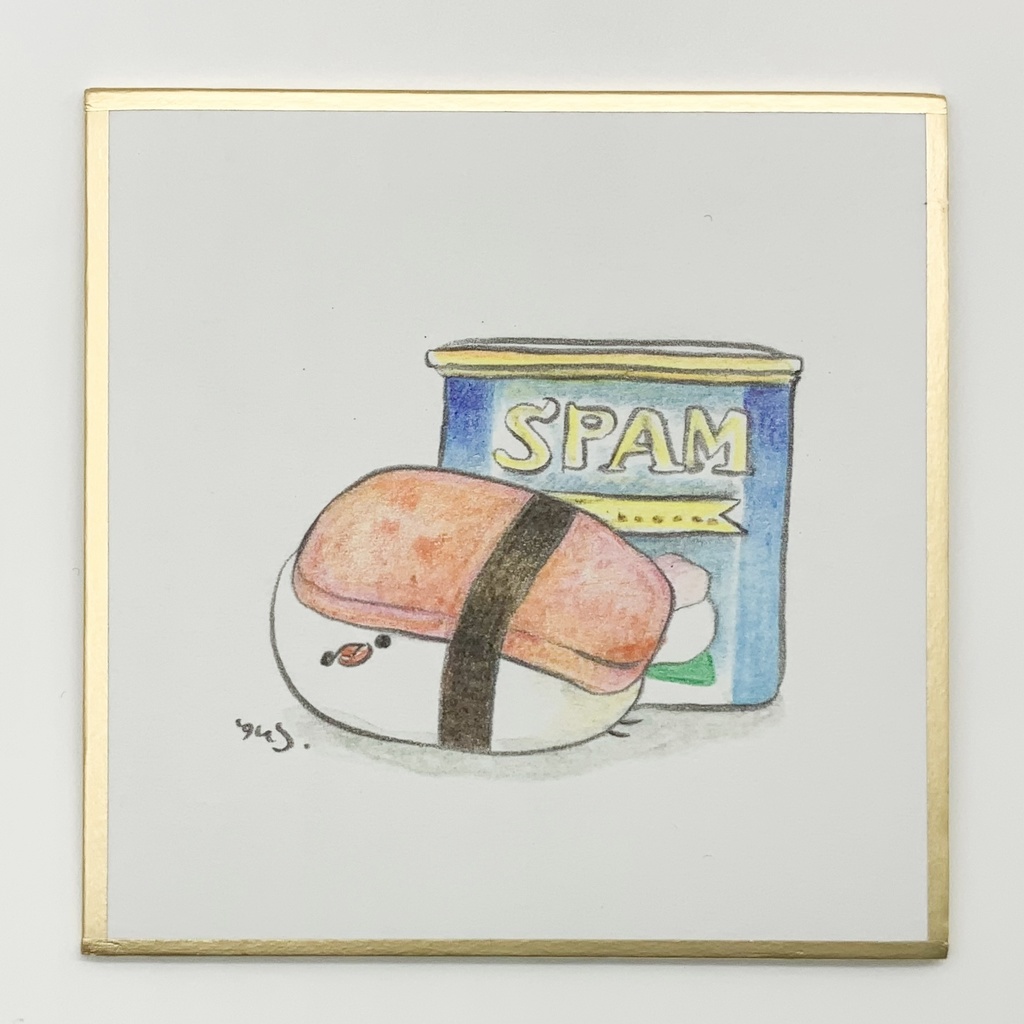 豆色紙原画　ぶんちょのスパムおにぎりトラップ