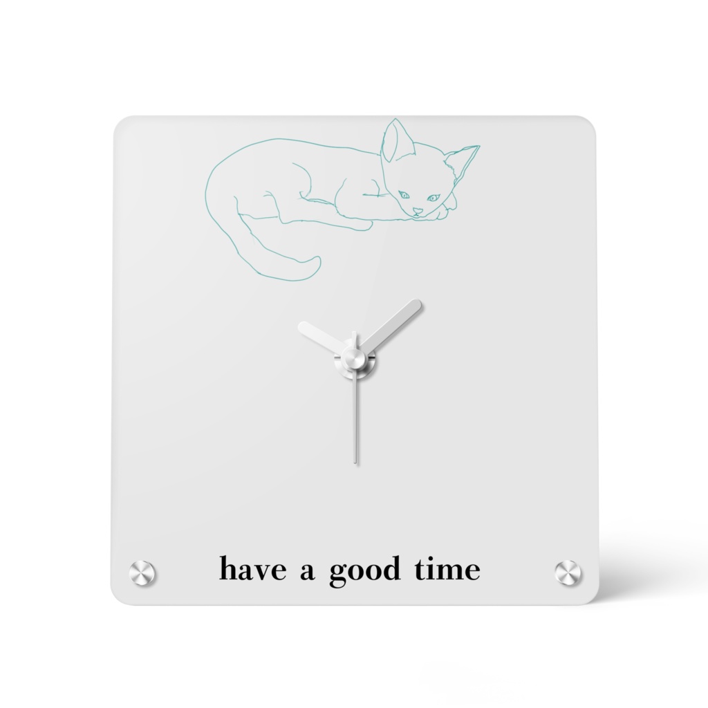 猫　アクリル時計 - 150x150mm