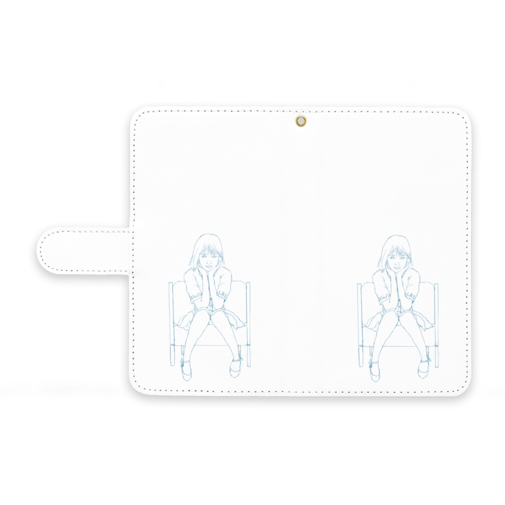 woman sitting in chair　手帳型Androidケース