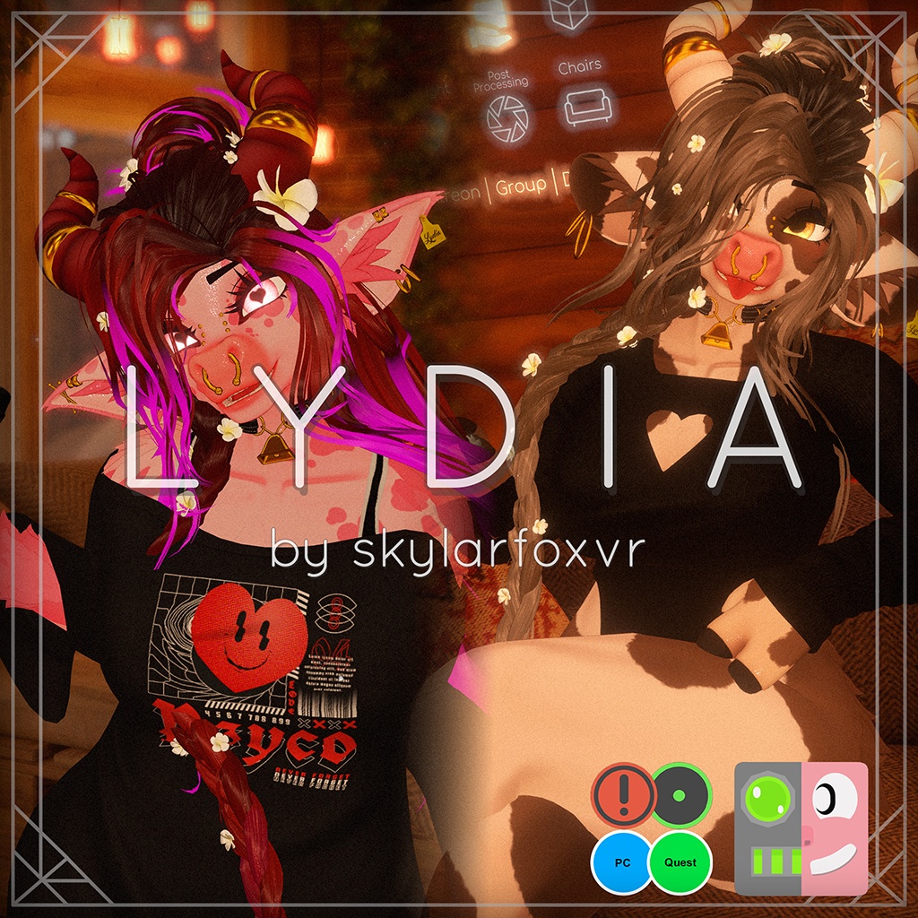 Lydia | VRChat Cow Avatar | PC, Quest, Wholesome, Optimized, MMD, Face Tracking!