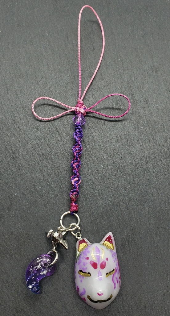 狐面 ストラップ 白藤