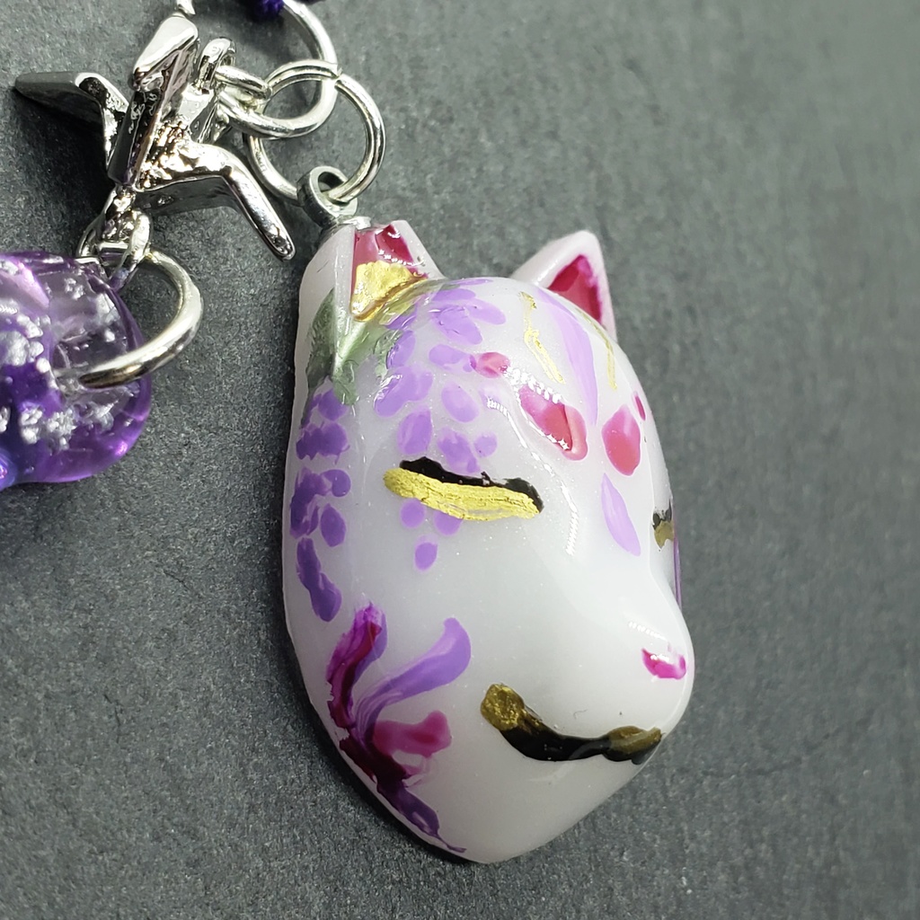 狐面 ストラップ 白藤