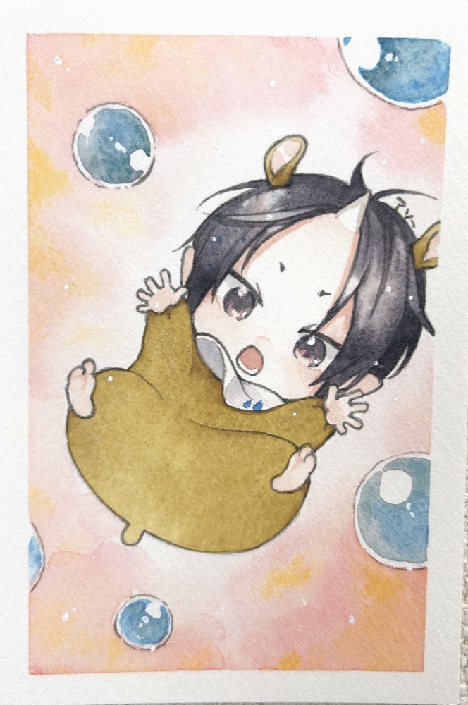 アナログ透明水彩原画