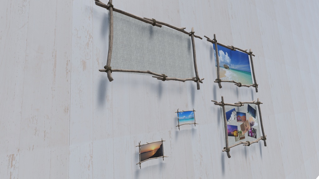 流木フォトフレーム【Sサイズ・Lサイズ(3タイプ)】計4種(VRC想定3Dモデル)