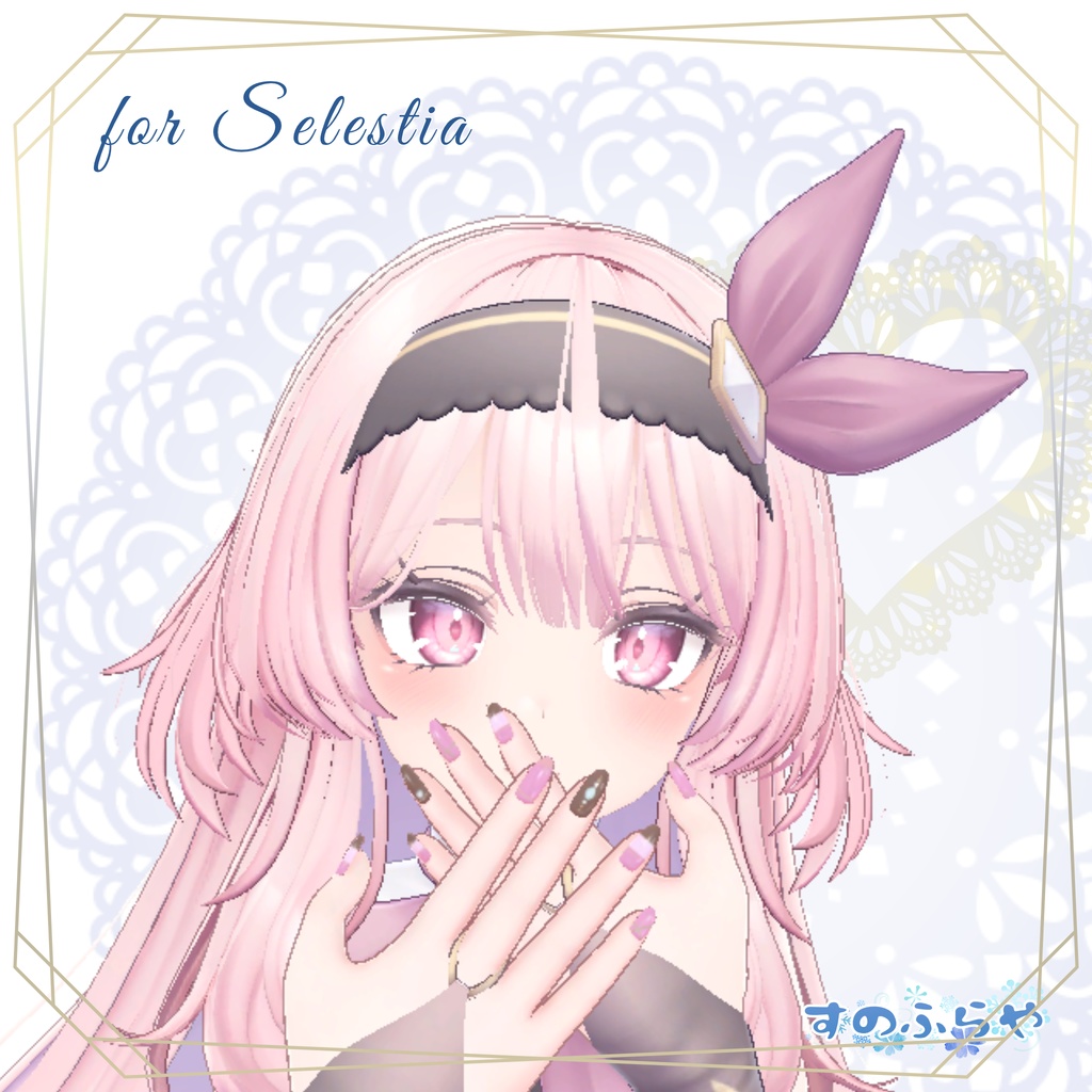 簡単改変【32アバター・MDollnail用】ネイルテクスチャ-ChicBorderNail-