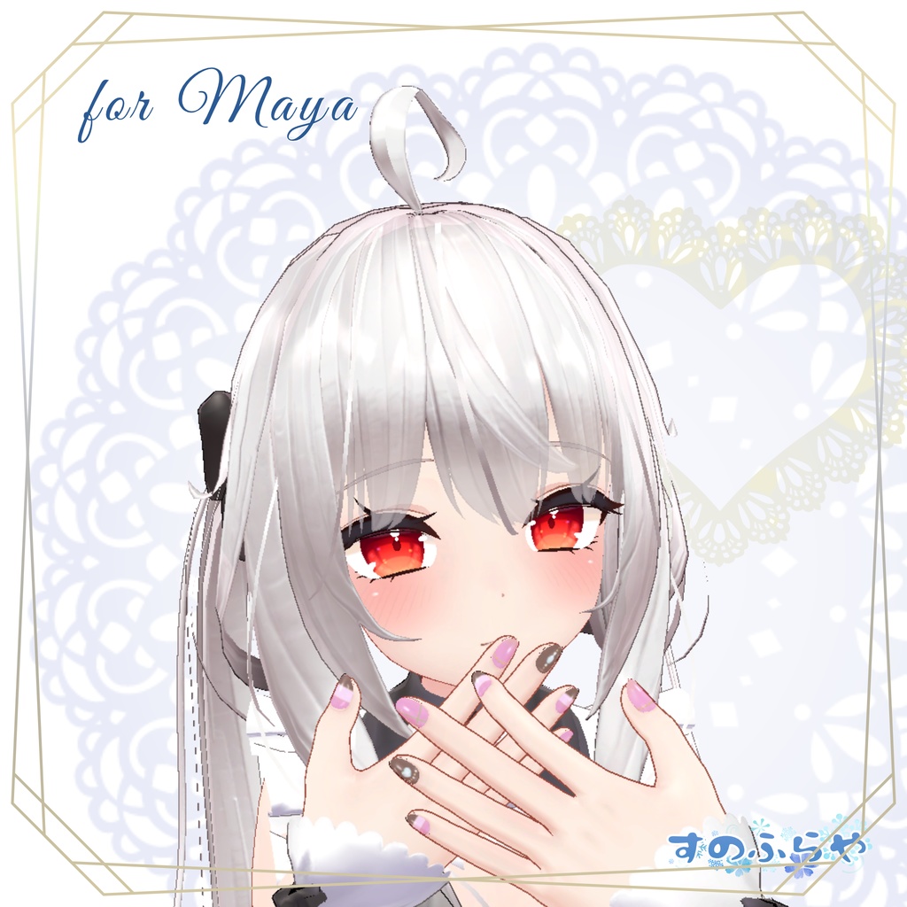 簡単改変【32アバター・MDollnail用】ネイルテクスチャ-ChicBorderNail-