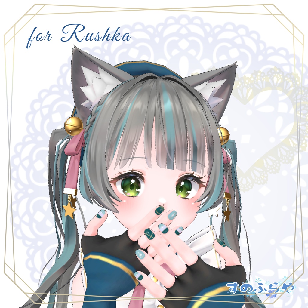 簡単改変【32アバター・MDollnail用】ネイルテクスチャ-ChicBorderNail-