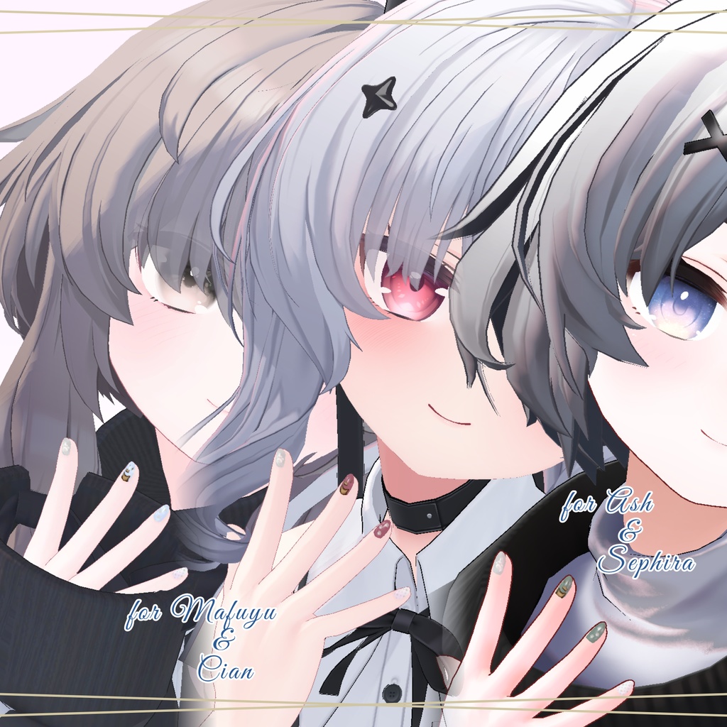 簡単改変【32アバター・MDollnail用】ネイルテクスチャ-Mofu Neko-