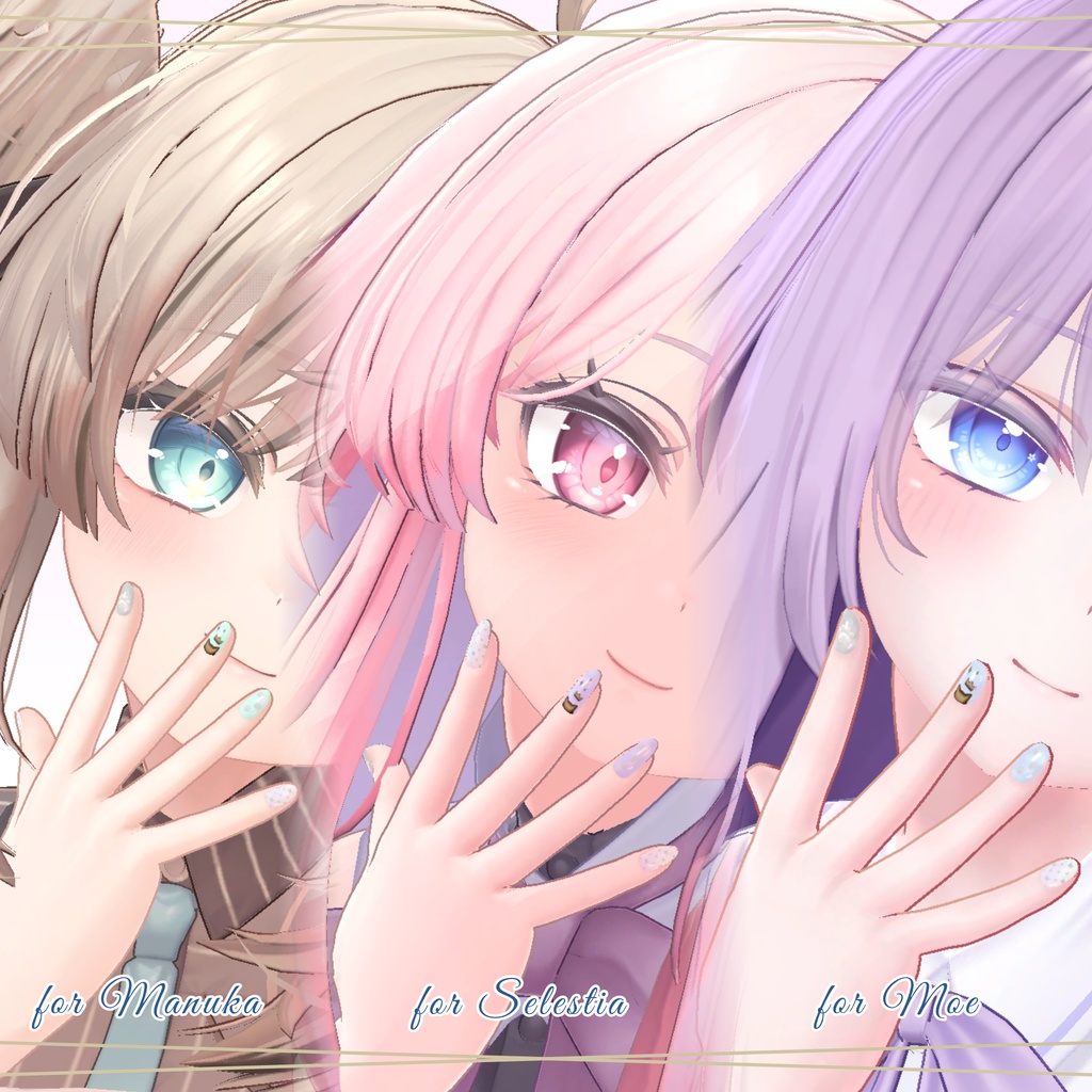 簡単改変【32アバター・MDollnail用】ネイルテクスチャ-Mofu Neko-