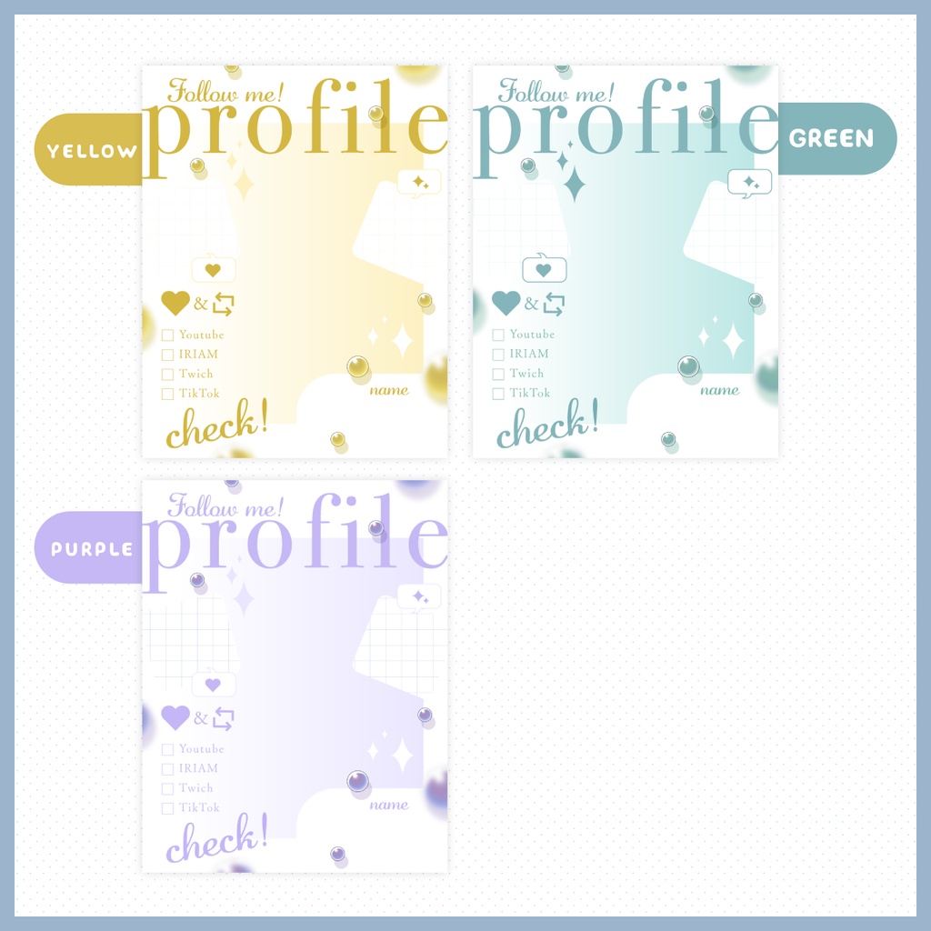 【VTuber様・配信者向け】プロフィール宣伝画像素材【カラバリ7種】