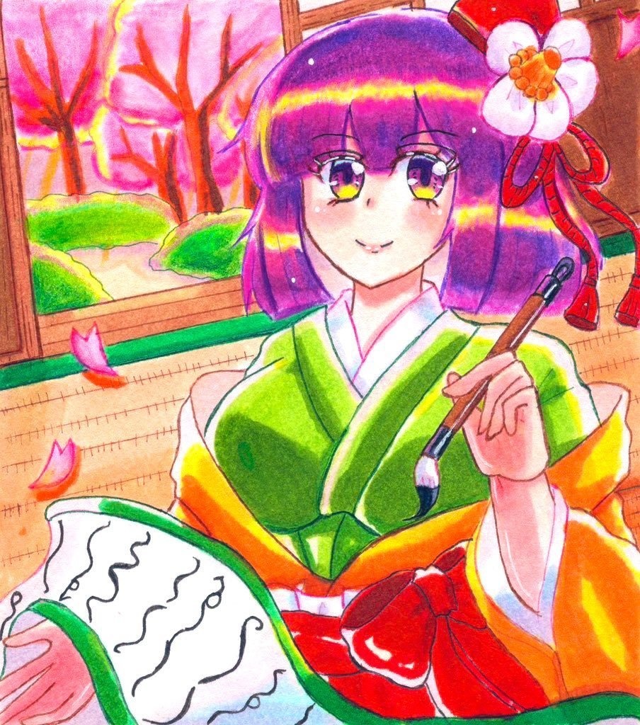 【原画】東方Project 稗田阿求(小色紙・豆色紙)