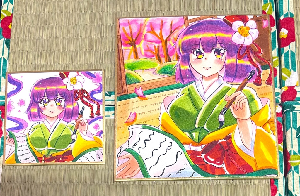 【原画】東方Project 稗田阿求(小色紙・豆色紙)