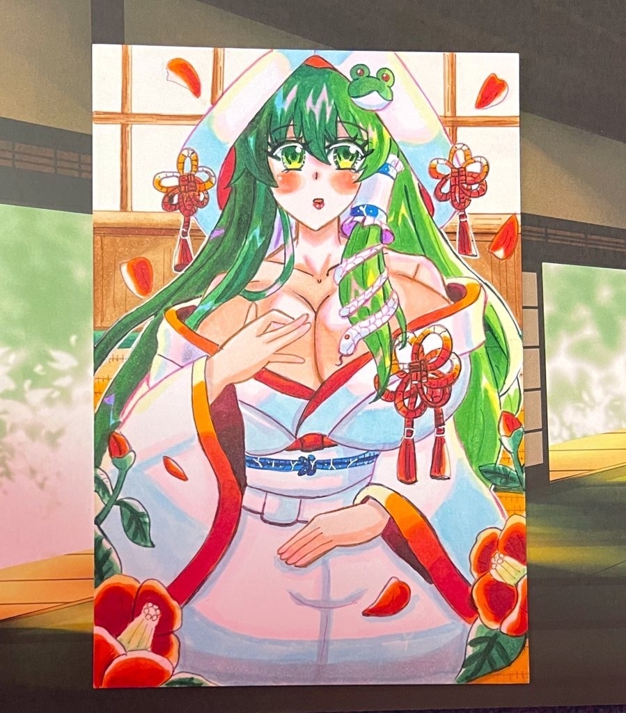 【ポストカード原画】東方Project 白無垢早苗 ※難あり