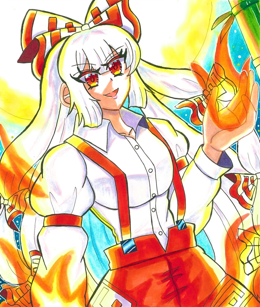 【中色紙原画】東方Project   藤原妹紅🔥
