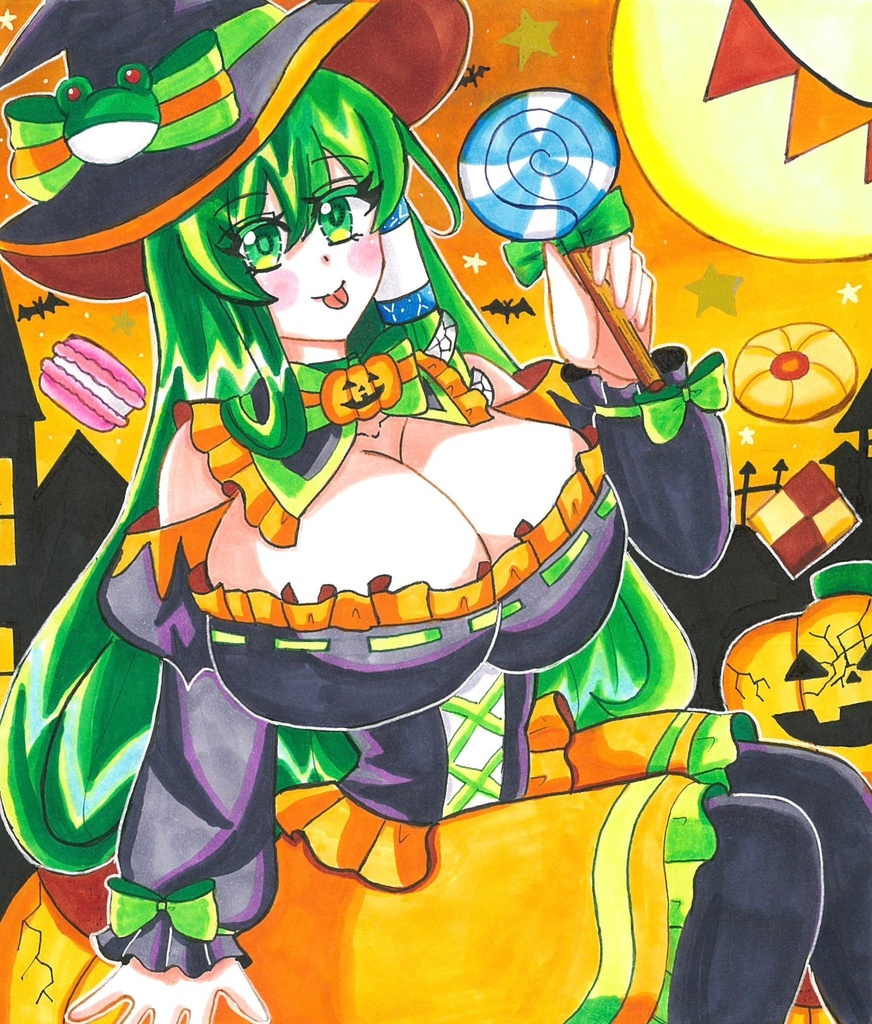 中色紙原画】 東方Project ハロウィン早苗 - メルカリ
