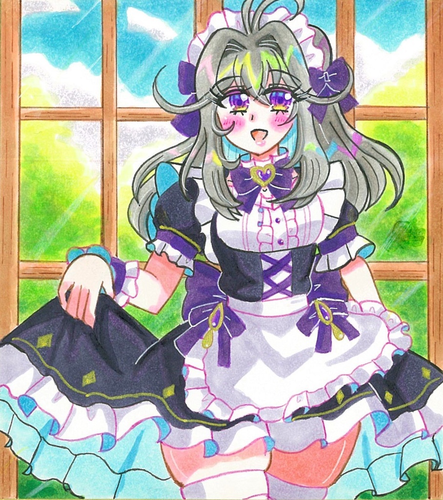 【原画】寸松庵色紙 名探偵プリキュア！ 手描きイラスト 森亜るるか メイド服