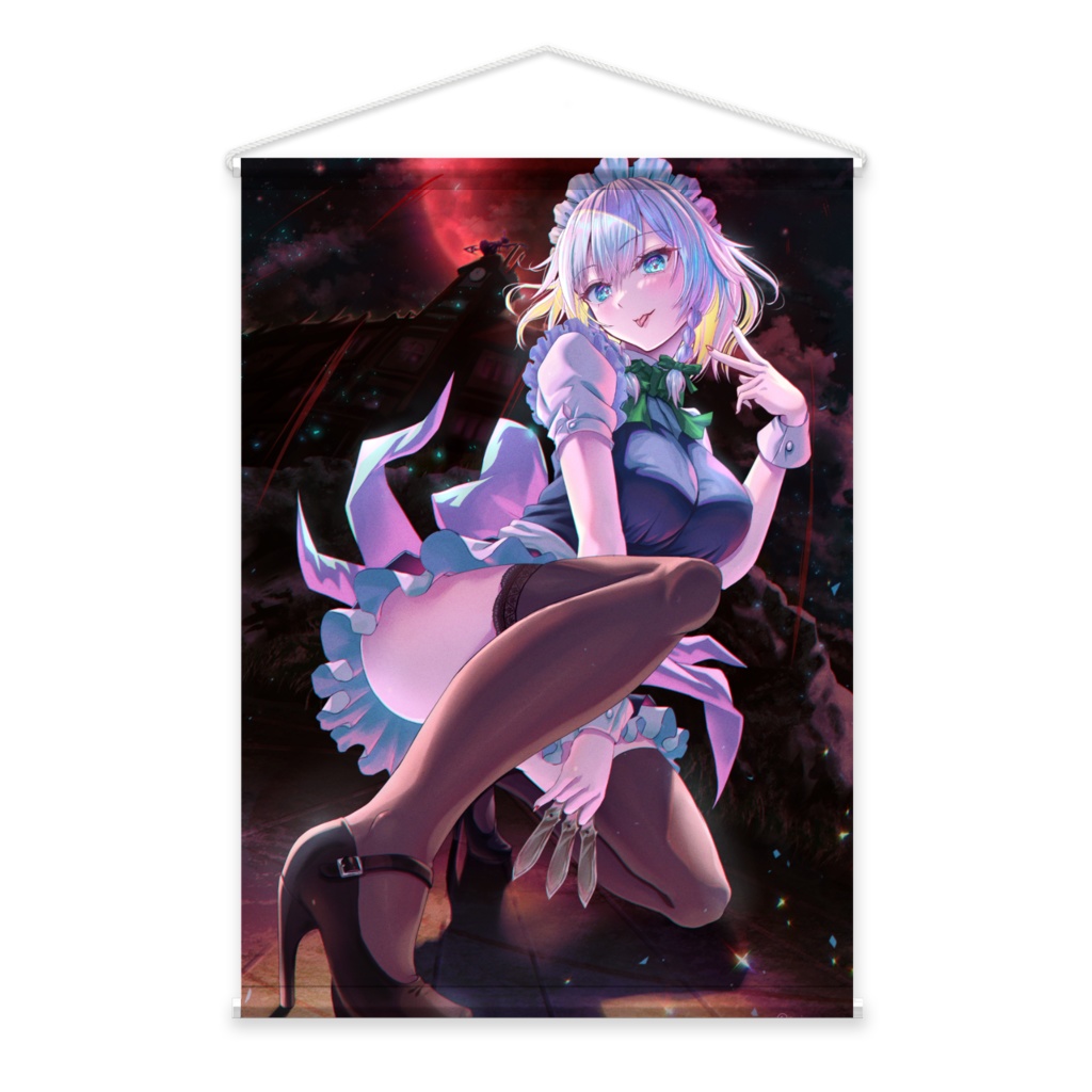 東方project_十六夜咲夜_赤い月_B2タペストリー