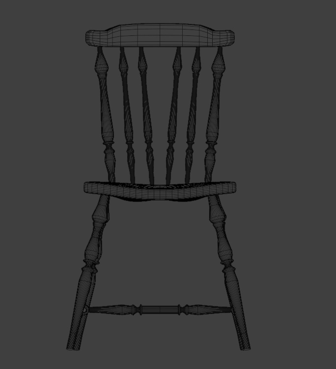 【フルスクラッチ】アンティークチェア_ハイポリ