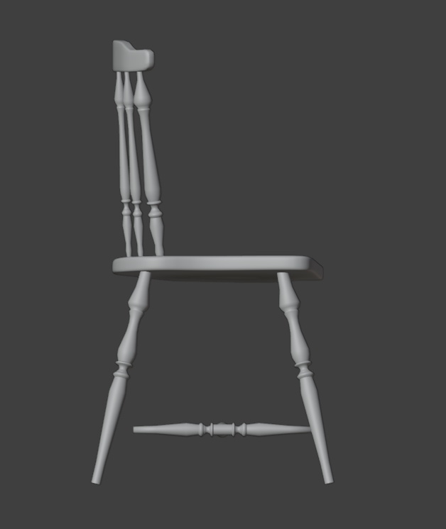 【フルスクラッチ】アンティークチェア_ハイポリ