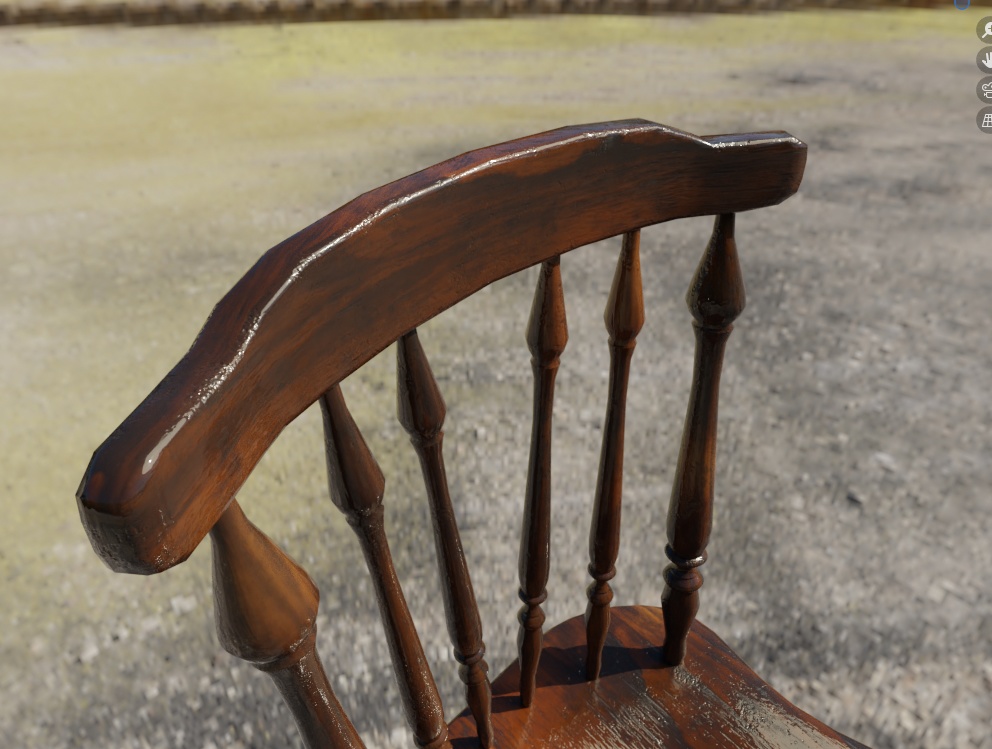 【フルスクラッチ】アンティークチェア_ハイポリ