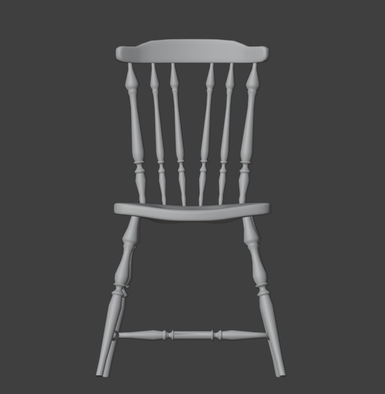 【フルスクラッチ】アンティークチェア_ハイポリ