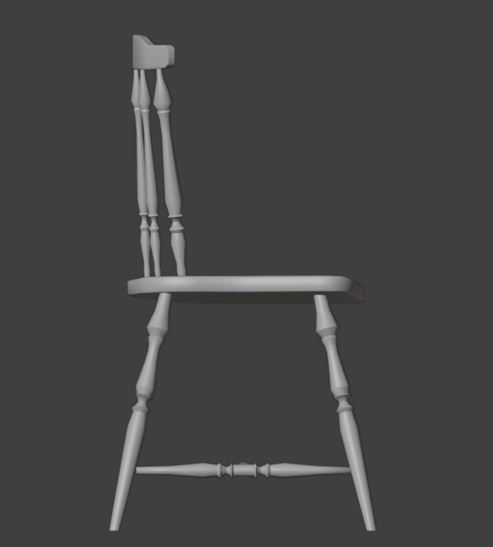 【フルスクラッチ】アンティークチェア_ローポリ