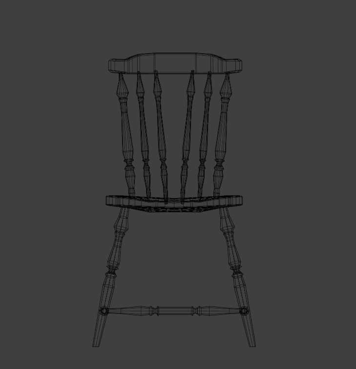 【フルスクラッチ】アンティークチェア_ローポリ