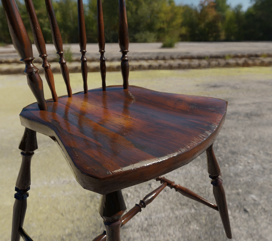 【フルスクラッチ】アンティークチェア_ローポリ