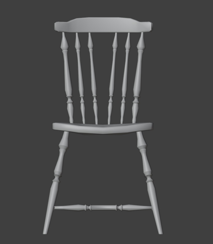 【フルスクラッチ】アンティークチェア_ローポリ