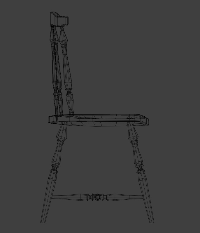 【フルスクラッチ】アンティークチェア_ローポリ