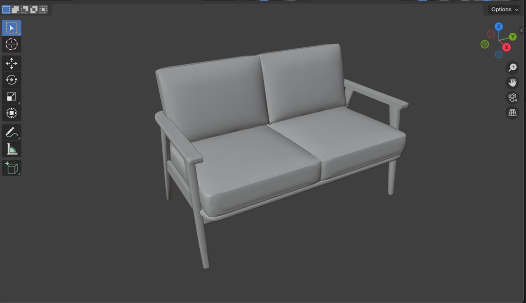 【3Dモデル】北欧風カフェ ソファベンチ