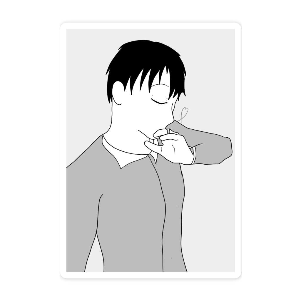 恋人を想う男性スマホステッカー