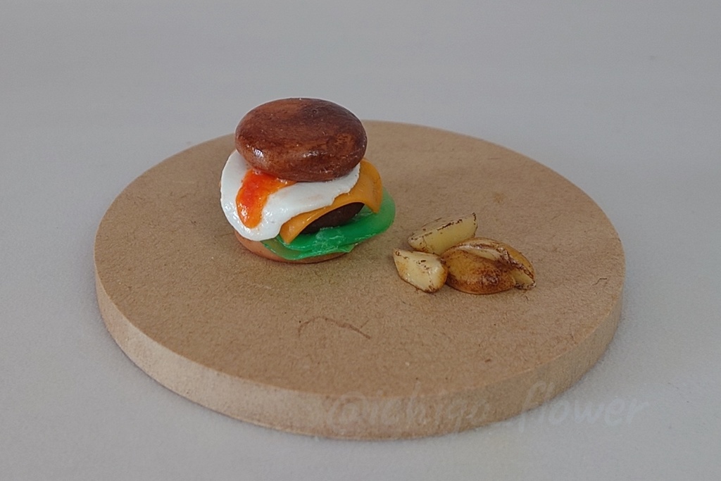 ハンバーガー&ポテト(樹脂粘土/ミニチュア)