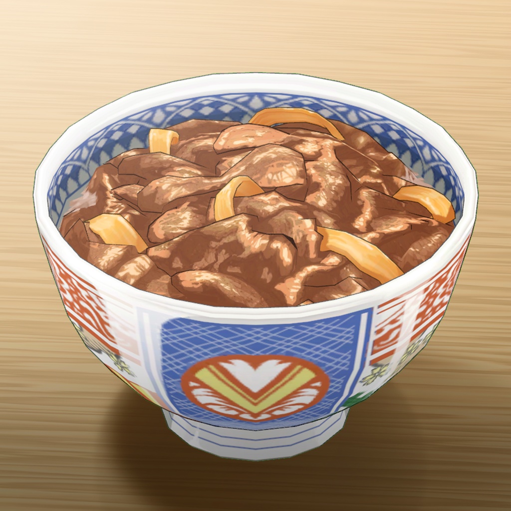 【マンガ飯】3D小物モデル「牛丼」