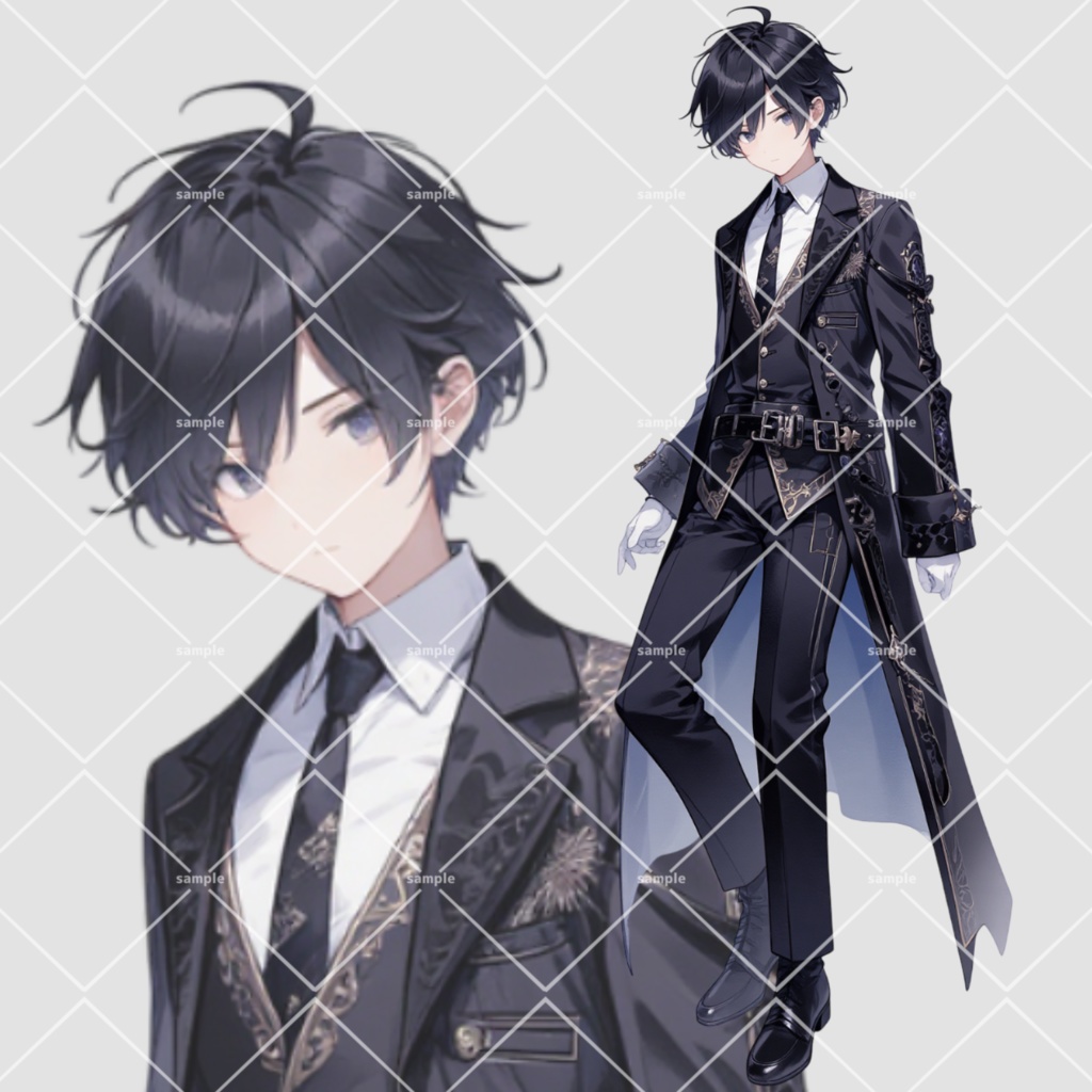 スーツの男の子　イラスト立ち絵素材