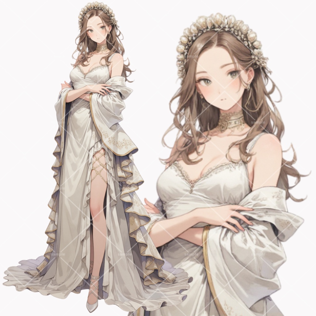 シックなドレスの令嬢　立ち絵素材