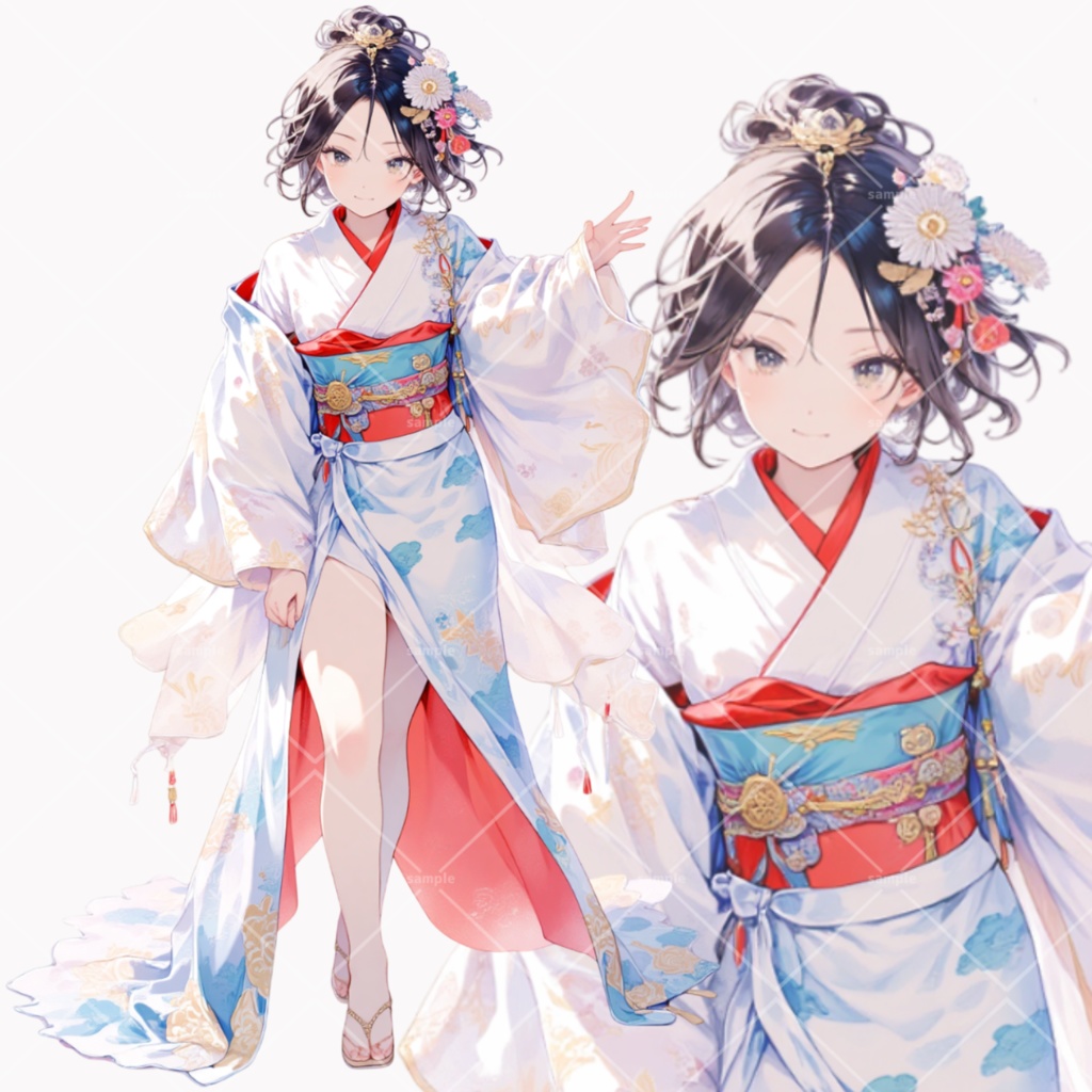 爽やかな着物の女の子　立ち絵素材