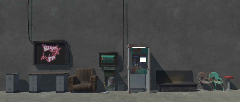 Low Poly Cyberpunk Furniture (3D Props)