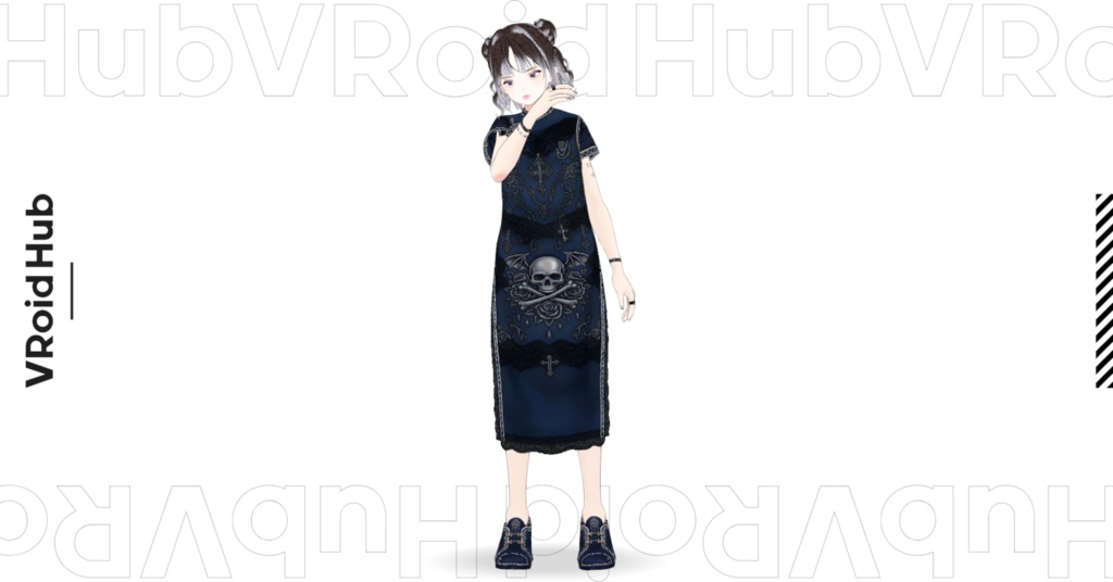 MBGゴシック地雷系チャイナドレス（VRoid Studio用　Vroidcustomitem)